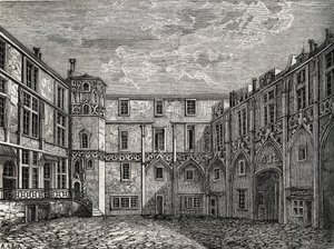 فندق Ancien de la Tromoille ، شارع des Bourdonnais ، باريس (الحي الأول) نقش في "" التاريخ المادي والمدني والأخلاقي لباريس: من العصور التاريخية الأولى إلى الوقت الحاضر "بقلم جاك أنطوان دولور بواسطة المدرسة الفرنسية