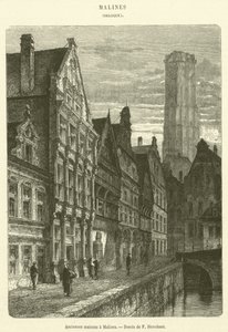 Anciennes maisons a Malines (engraving) بواسطة المدرسة الفرنسية