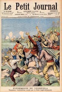 التدخل الأنجلو-ألماني في فنزويلا في 1902-1903 - الصفحة الأولى من "Le Petit Journal" في 28 ديسمبر 1902: الأحداث في فنزويلا: غرق القوارب الفنزويلية بواسطة الأسطول الإنجليزي والألماني (نقش) بواسطة المدرسة الفرنسية