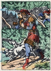 رسم مجهول لـ "La belle au bois dormant" ، حكاية تشارلز بيرولت (1628-1703) ، الكاتب الفرنسي. نقش الخشب للتصوير Pellerin - إبينال ، sd. أواخر القرن التاسع عشر. بواسطة المدرسة الفرنسية