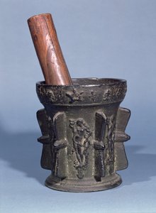 Apothecarys Mortar and Pestle (معدن وخشب)