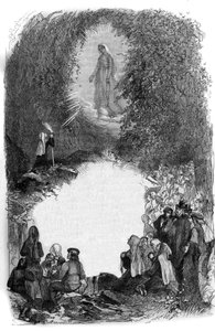 ظهور العذراء مريم لبرناديت سوبيروس (1844-1879) في كهف لورد ، هاوتس بيرينيه (65) بواسطة المدرسة الفرنسية