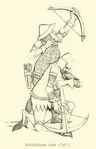 Arbaletriers vers 1375 (engraving) بواسطة المدرسة الفرنسية