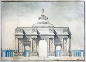 قوس النصر ، c.1810 (مرحاض بالقلم والحبر على الورق) بواسطة المدرسة الفرنسية