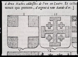 Armes de Montmorency et Godefroy de Bouillon - في "" Vraye والعلم المثالي لشعار النبالة أو مؤشر النبالة "بقلم Pierre Paillot بواسطة المدرسة الفرنسية
