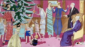 حول شجرة عيد الميلاد ، لوحة أزياء من مجلة Art Gout Beaute ، ديسمبر 1923 بواسطة المدرسة الفرنسية