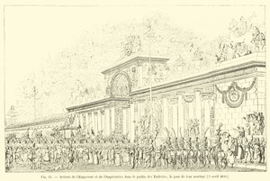 وصول الإمبراطور والإمبراطورة إلى حديقة التويلري ، في يوم زفافهما ، 2 أبريل 1810 بواسطة المدرسة الفرنسية