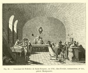 اغتيال Pelletier de Saint-Fargeau ، في 1793 ، في Fevrier ، صاحب مطعم ، رقم 114 ، Galerie Montpensier بواسطة المدرسة الفرنسية