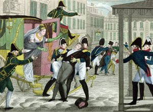 اغتيال شارل فرديناند دوق فرنسا (1778-1820) دوق بيري على يد لويس لوفيل، أمام دار الأوبرا في شارع دي ريشيليو بواسطة المدرسة الفرنسية