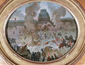 الهجوم على التويلري ، باريس ، 10 أغسطس 1792 (الغواش على القماش) بواسطة المدرسة الفرنسية
