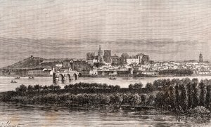 أفينيون في فوكلوز - نقش في "La France illustrie: الجغرافيا والتاريخ وإحصاء الإدارة" بقلم VA Malt-Brown. 1884 بواسطة المدرسة الفرنسية