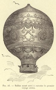 Ballon ayant servi a executer le premier voyage aerien (engraving) بواسطة المدرسة الفرنسية