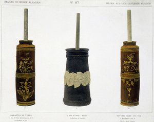 Barattes (لتصنيع الزبدة) في ترابية مشغولة محفوظة في متحف الألزاسي ، الإصدار 1800 بواسطة المدرسة الفرنسية
