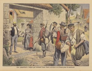 عمال المزارع البلجيكيون الذين يبحثون عن عمل في فرنسا أثناء الحصاد (لون ليثو) بواسطة المدرسة الفرنسية