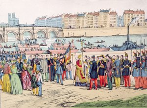 نعمة الأعلام في باريس قبل مغادرة المستعمرين إلى الجزائر عام 1843 ، 1935 بواسطة المدرسة الفرنسية