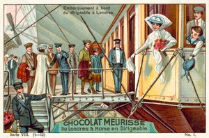 Boarding the airship in London (chromolitho) بواسطة المدرسة الفرنسية