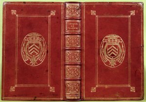 غلاف كتاب حوليات تاسيتوس مع شعار النبالة أرماند جان دو بليسيس ، الكاردينال ريشيليو (1585-1642) (جلد أحمر وذهبي) بواسطة المدرسة الفرنسية