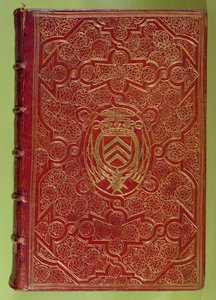 غلاف الكتاب مع شعار النبالة أرماند جان دو بليسيس ، الكاردينال ريشيليو (1585-1642) (جلد أحمر وذهبي) بواسطة المدرسة الفرنسية