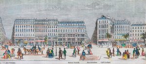 بوليفارد مونمارتر الجانب الجنوبي و Boulevard des Italians الجانب الجنوبي - شارع Vivienne - Maison Frascati - شارع Richelieu - مقهى كاردينال - نقش في "Tableau-de-Paris" بواسطة Edmond Texier 1852 بواسطة المدرسة الفرنسية