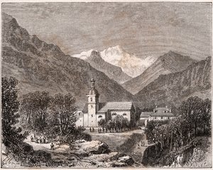 Brides-les-Bains (Brides les Bains) - سافوا - نقش في "فرنسا مصورة: الجغرافيا والتاريخ والإدارة الإحصائية" بقلم VA Malt-Brown. 1884 بواسطة المدرسة الفرنسية