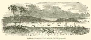 British Squadron rounding Cape Francais (engraving) بواسطة المدرسة الفرنسية