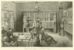 Bureau central telephonique a Paris (engraving) بواسطة المدرسة الفرنسية