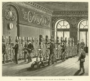 مكتب هوائي في Place de la Bourse ، في باريس (نقش) بواسطة المدرسة الفرنسية