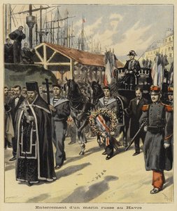 دفن بحار روسي في لوهافر ، فرنسا ، 1897 بواسطة المدرسة الفرنسية