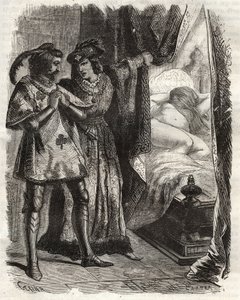 برفع الباب ، أظهر للزوج زوجته مستلقية عارية. لويس الأول من فالوا دوق أورليانز (1372-1407) ، جعل راؤول دوكيتونفيل يعتقد أن مومسًا تنتظره في السرير. إنها في الواقع زوجة الأخير ، يولاند (المعروفة باسم مارييت) دينغين ، بواسطة المدرسة الفرنسية