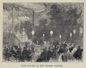 Cafe Concert in the Champs Elysees (engraving) بواسطة المدرسة الفرنسية