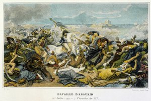 حملة (بعثة) مصر (1798-1801): يواكيم مراد (1767-1815) أثناء معركة أبو قير في 25 يوليو 1799 والتي رفض خلالها بونابرت الأتراك في البحر. بواسطة المدرسة الفرنسية