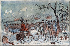 حملة بروسيا وبولندا (1806-1807): أمر نابليون الأول (1769-1821) في ساحة معركة إيلاو في 8/2/1807 مورات بصد سلاح الفرسان الروسي. نقش القرن التاسع عشر. بواسطة المدرسة الفرنسية