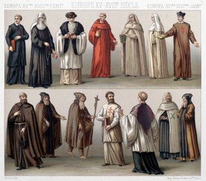 Canons of the Holy Sepulchre in Poland. Top: 17th and 18th century costumes. Downstairs: costumes from the old period. بواسطة المدرسة الفرنسية