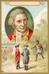 Captain James Cook, English explorer (chromolitho) بواسطة المدرسة الفرنسية