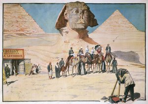 قافلة السياح الذين تم تصويرهم أمام تمثال أبو الهول بالجيزة بواسطة المدرسة الفرنسية
