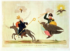 كاريكاتير "مائة يوم" ، رحيل متسرع وعودة غير متوقعة ، 1815 بواسطة المدرسة الفرنسية