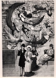 رسم كاريكاتوري لزوار صالون باريس عام 1880 بواسطة المدرسة الفرنسية