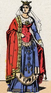 السلالة الكارولنجية: صورة Ermentrude d'Orleans (حوالي 830-869) ملكة الفرنجة زوجة تشارلز الثاني الأصلع (823-877). تصوير إبينال من نهاية القرن التاسع عشر. مجموعة خاصة. بواسطة المدرسة الفرنسية