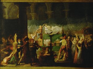 كاتافاليك لجان بول مارات بعد اغتياله على يد شارلوت كورداي ... بواسطة المدرسة الفرنسية