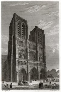 Cathedrale Notre Dame de Paris. (engraving, ca. 1850) بواسطة المدرسة الفرنسية