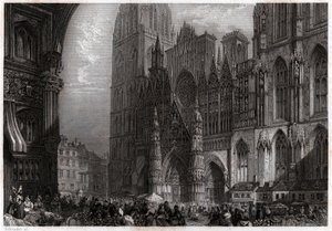 Cathedrale of Rouen. (engraving, ca. 1850) بواسطة المدرسة الفرنسية