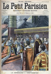 مراسم التتويج في وستمنستر: الملك إدوارد السابع (1841-1910) وألكسندرا من الدنمارك (1844-1925) ، في "Le Petit Parisien" " بواسطة المدرسة الفرنسية