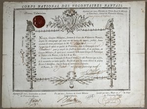 شهادة القبول في الحرس الوطني للمتطوعين في نانت ، 1789 بواسطة المدرسة الفرنسية