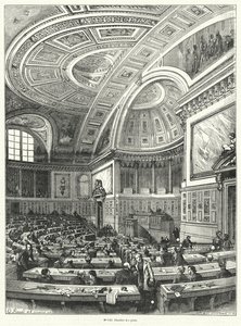 Chambre des Pairs (غرفة الأقران) ، مجلس الشيوخ بالبرلمان الفرنسي من عام 1814 حتى إلغائه بعد ثورة 1848 (نقش) بواسطة المدرسة الفرنسية