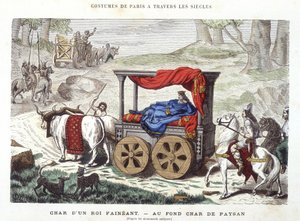 Char of a lazy king and chariot of a peasant - in “Paris through the centuries”” 1881 بواسطة المدرسة الفرنسية