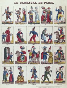 شخصيات كرنفال باريس ، c.1840 بواسطة المدرسة الفرنسية