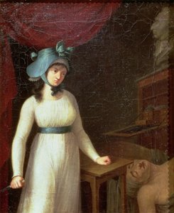 شارلوت كورداي (1768-1793) واغتيال جان بول مارات (1743-1793) في حمامه بواسطة المدرسة الفرنسية