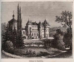 Chateau de Chastellux - Chastellux sur cure ، عنابي - نقش في "La France illustree: الجغرافيا والتاريخ والإدارة الإحصائية" بقلم V.-A. الشعير براون. 1884 بواسطة المدرسة الفرنسية