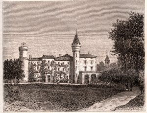 Chateau de Lamartine - 71520 Saint Point - نقش في "La France illustree: الجغرافيا والتاريخ والإدارة الإحصائية" بقلم VA Malt-Brown. 1884 بواسطة المدرسة الفرنسية