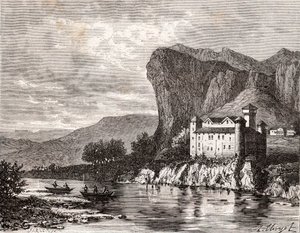 Chateau de la Caze en Lozere - نقش في "La France illustree: الجغرافيا والتاريخ والإدارة الإحصائية" بقلم VA Malt-Brown. 1884 بواسطة المدرسة الفرنسية